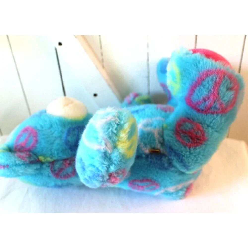 Build A Bear Blue/Pink Peace Bear Soft Plush Toy Animal 14
